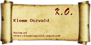 Klemm Oszvald névjegykártya